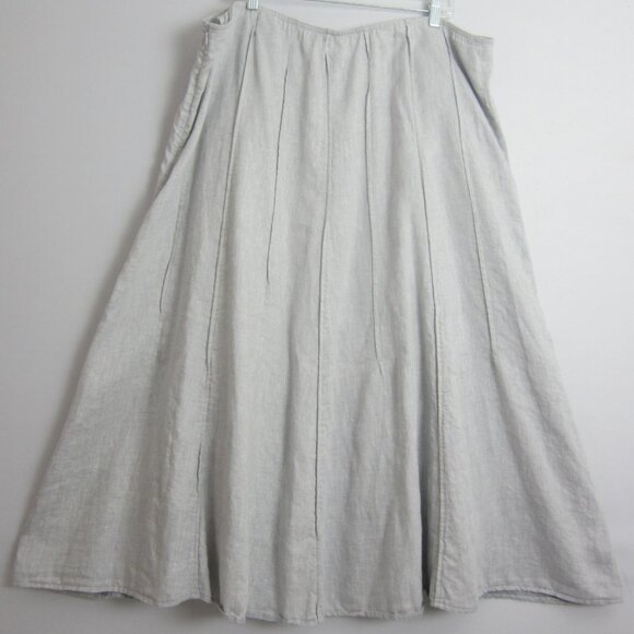 J Jill Womens Plus 22 Gray Silver Linen Metallic Panel Midi Flare Skirt Classic - Picture 13 of 13